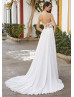 Strapless Sweetheart Neck Ivory Lace Chiffon Airy Wedding Dress